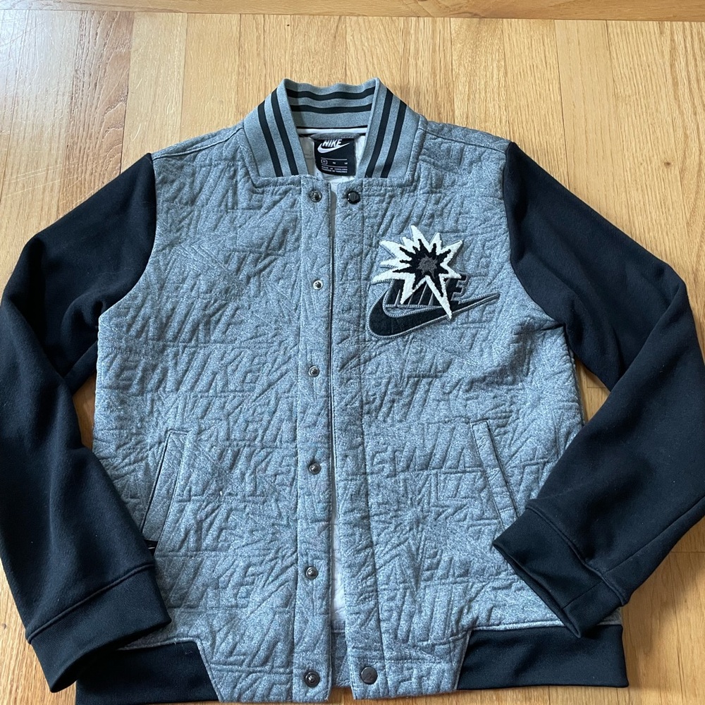 Nike Gray and Black Varsity Jacket